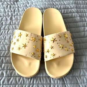 NWOT Tory Burch cream leather slide SIZE 10M
